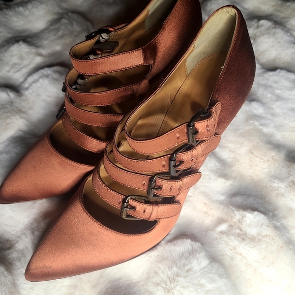 J. Crew Rust Heels with Pointed Toe and Strappy Design - Picture 3 of 13